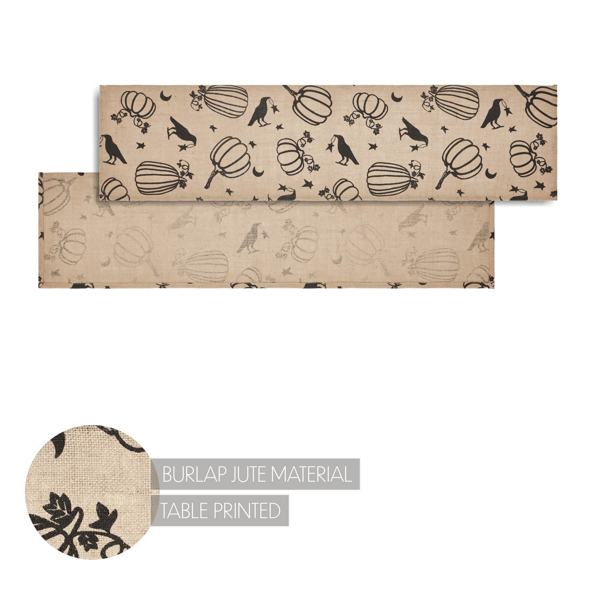 Raven & Pumpkin Gothic Halloween Table Runner
