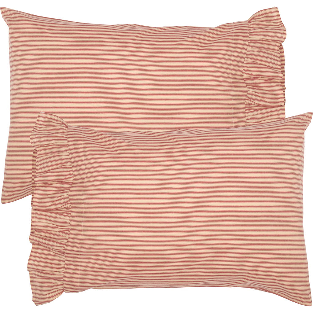 Sawyer Mill Red Ticking Stripe Pillow Case Set VHC Brands