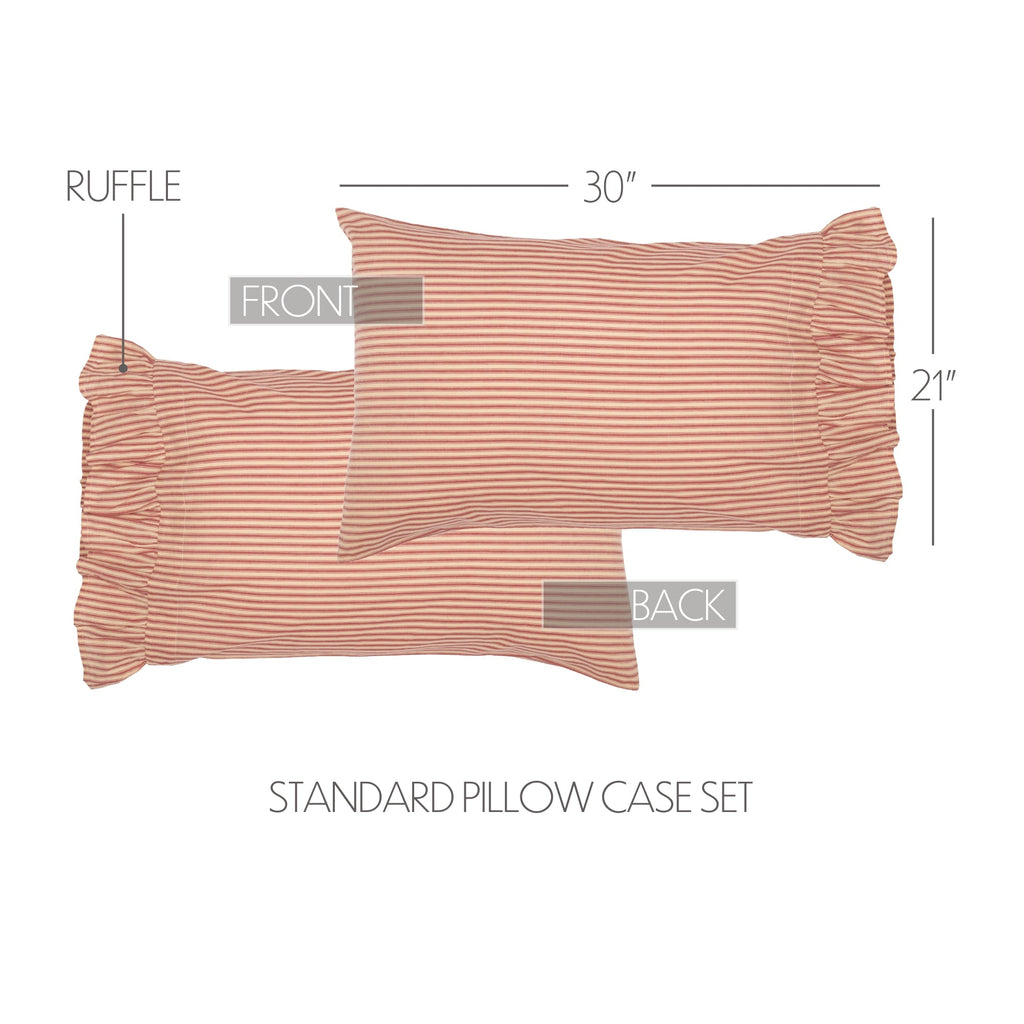 Sawyer Mill Red Ticking Stripe Pillow Case Set VHC Brands