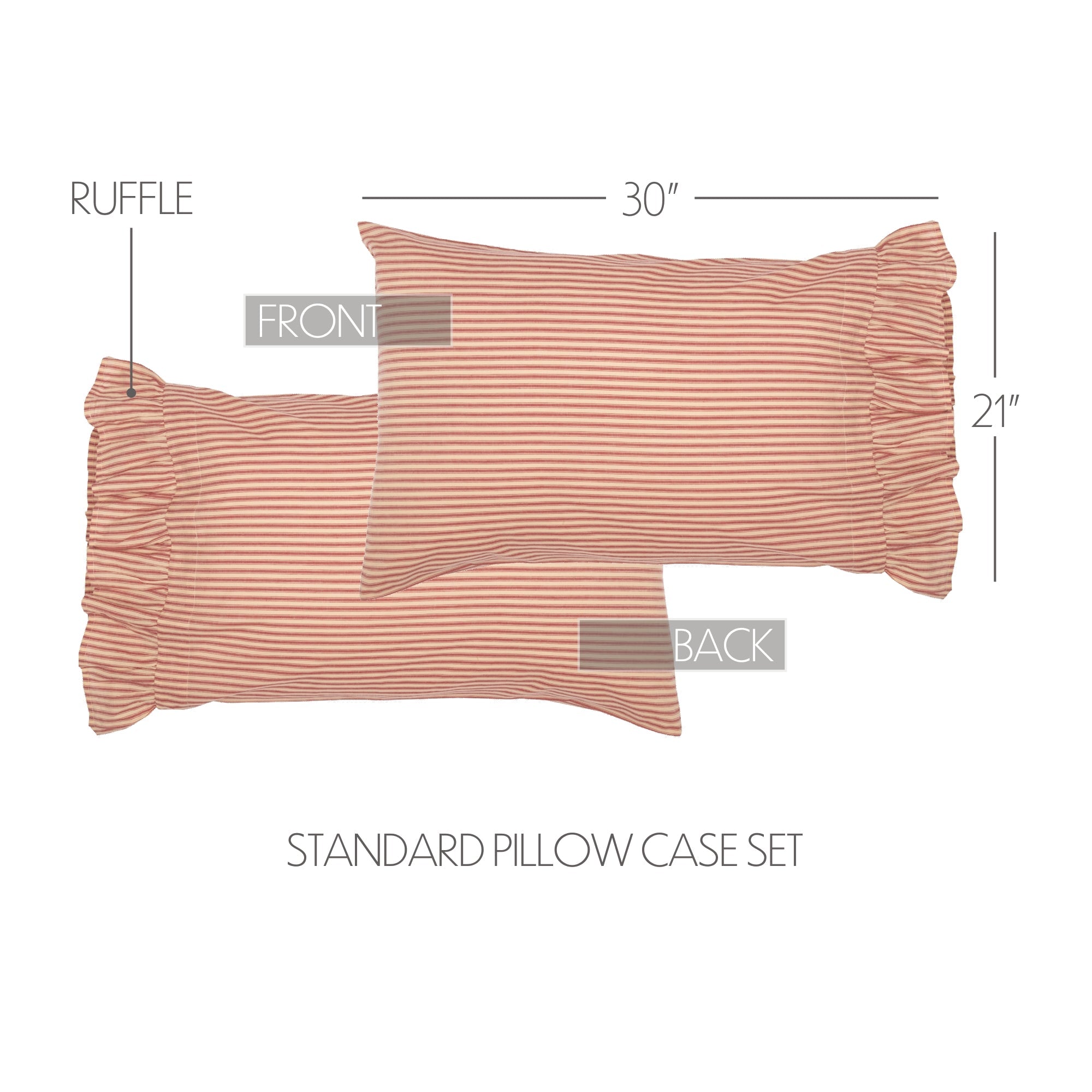 Sawyer Mill Red Ticking Stripe Pillow Case Set VHC Brands
