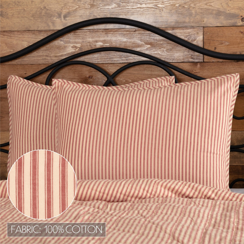 Sawyer Mill Red Ticking Stripe Twin Quilt Coverlet VHC Brands