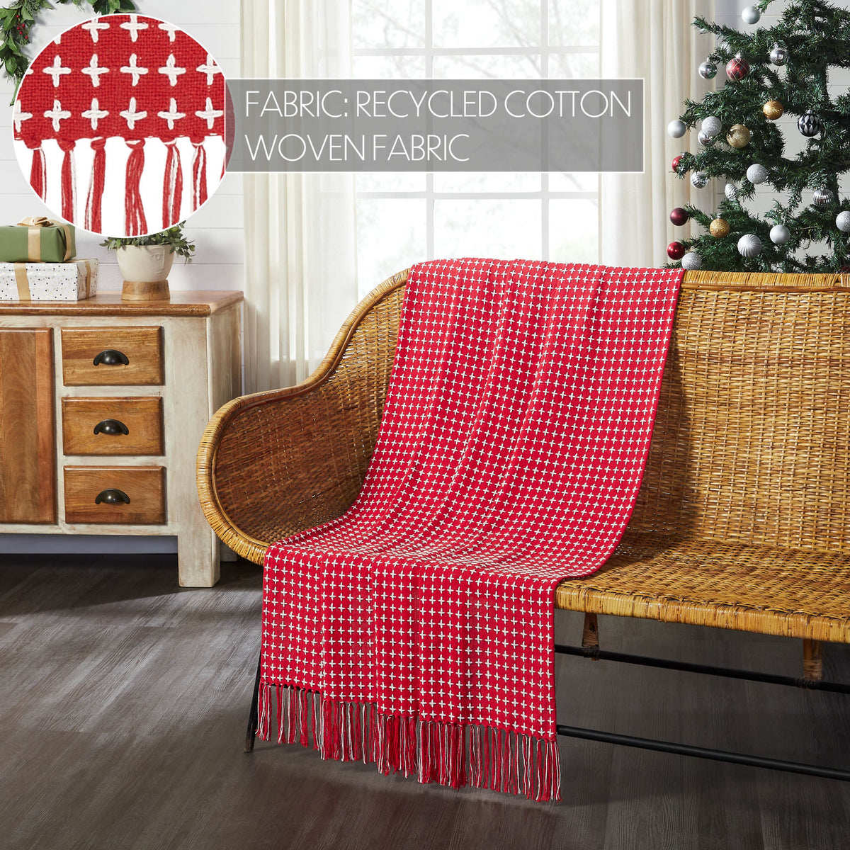 Red and White Plaid Woven Throw Blanket - 50" x 60"
