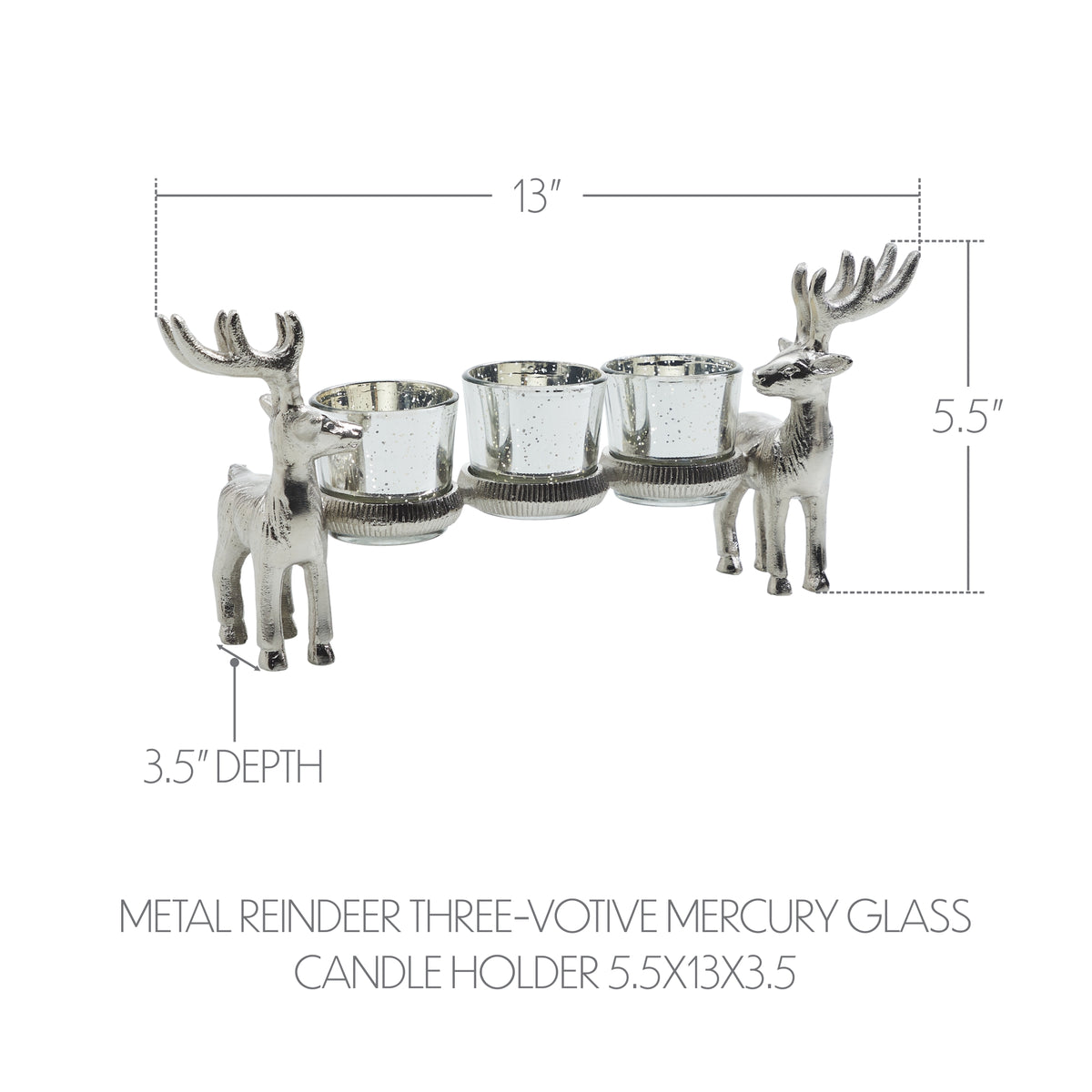 Silver Reindeer Tealight Candle Holder | Rustic Holiday Centerpiece