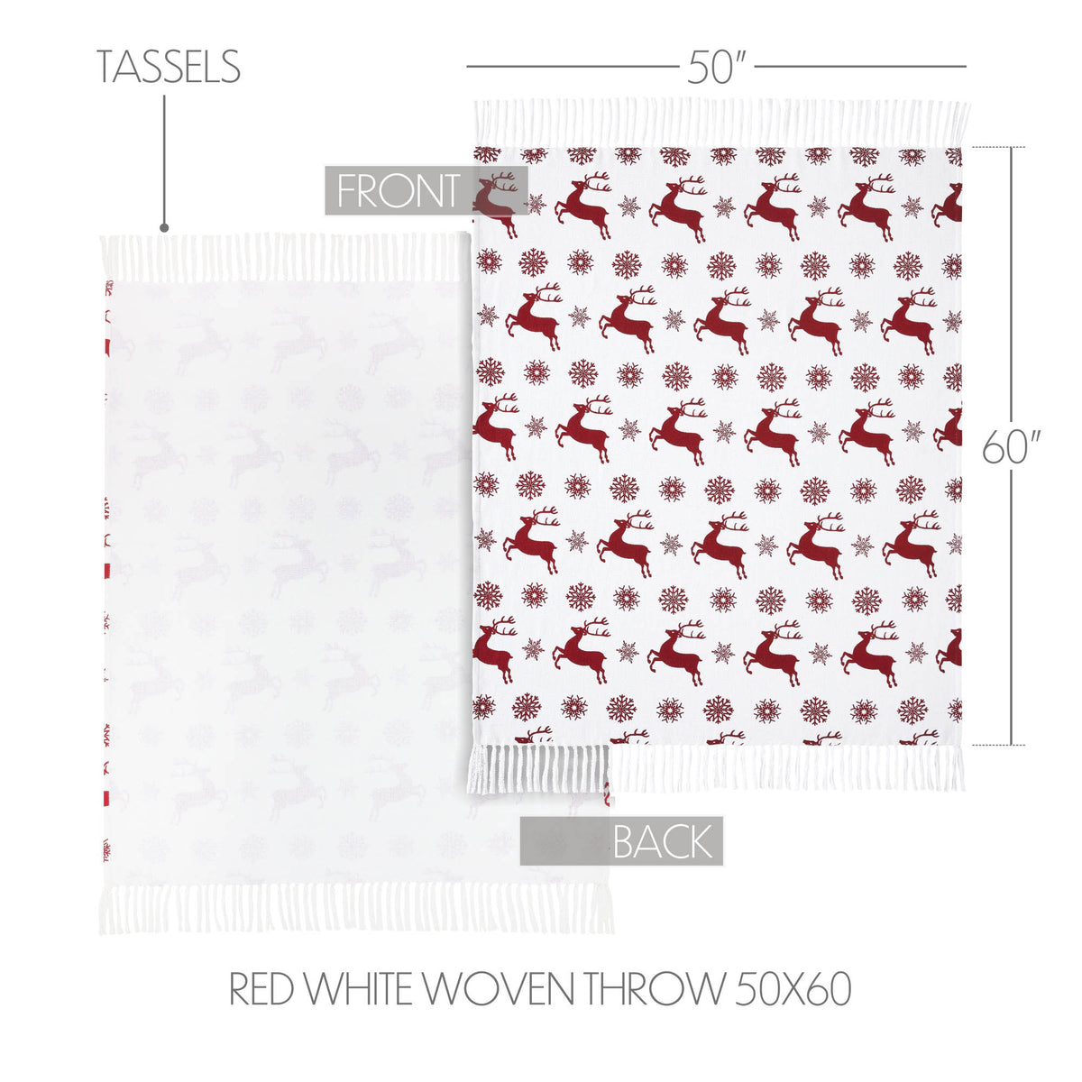 Flat lay view displaying the full repeat pattern and weave texture of the 50x60 Christmas blanket.