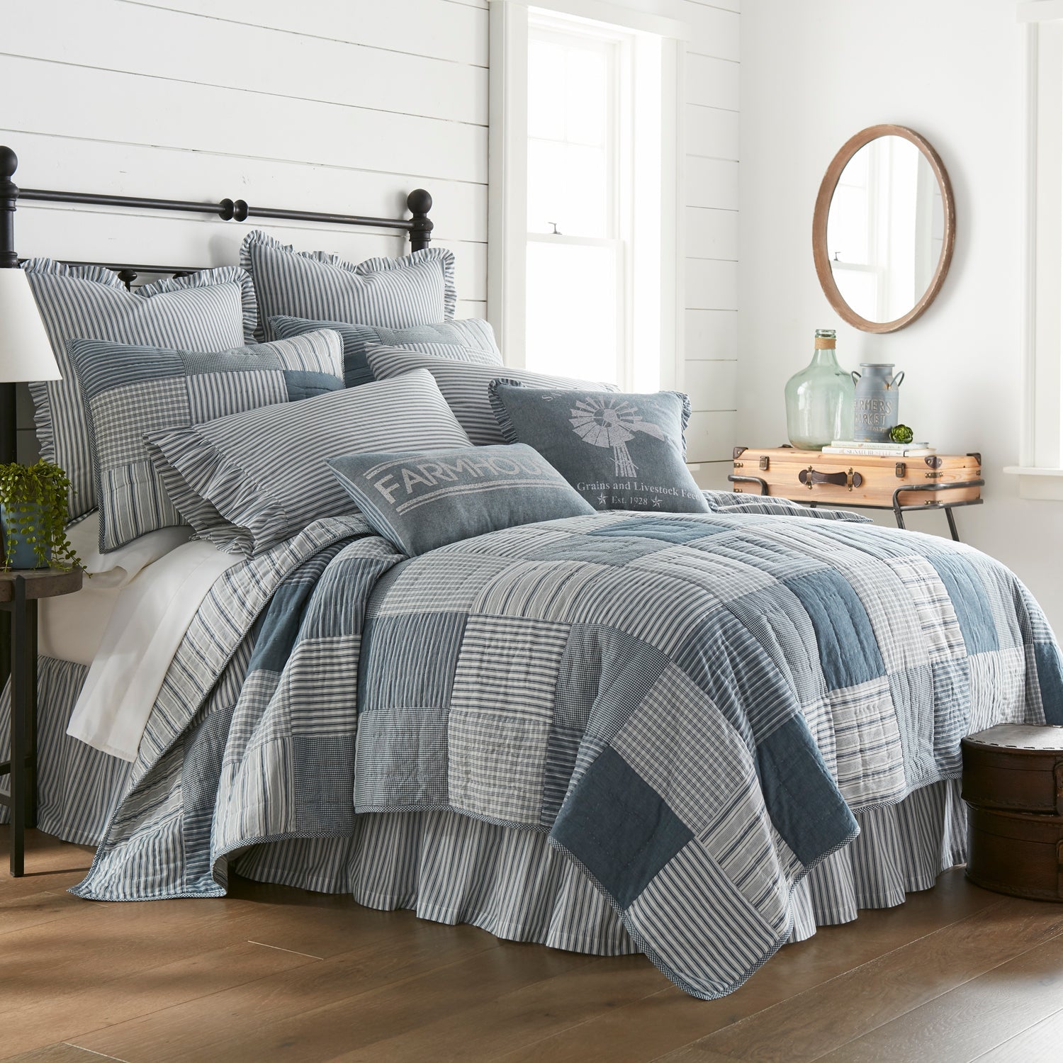 Sawyer Mill Blue Patchwork King Quilt - Heirloom Indigo Bedding VHC Brands