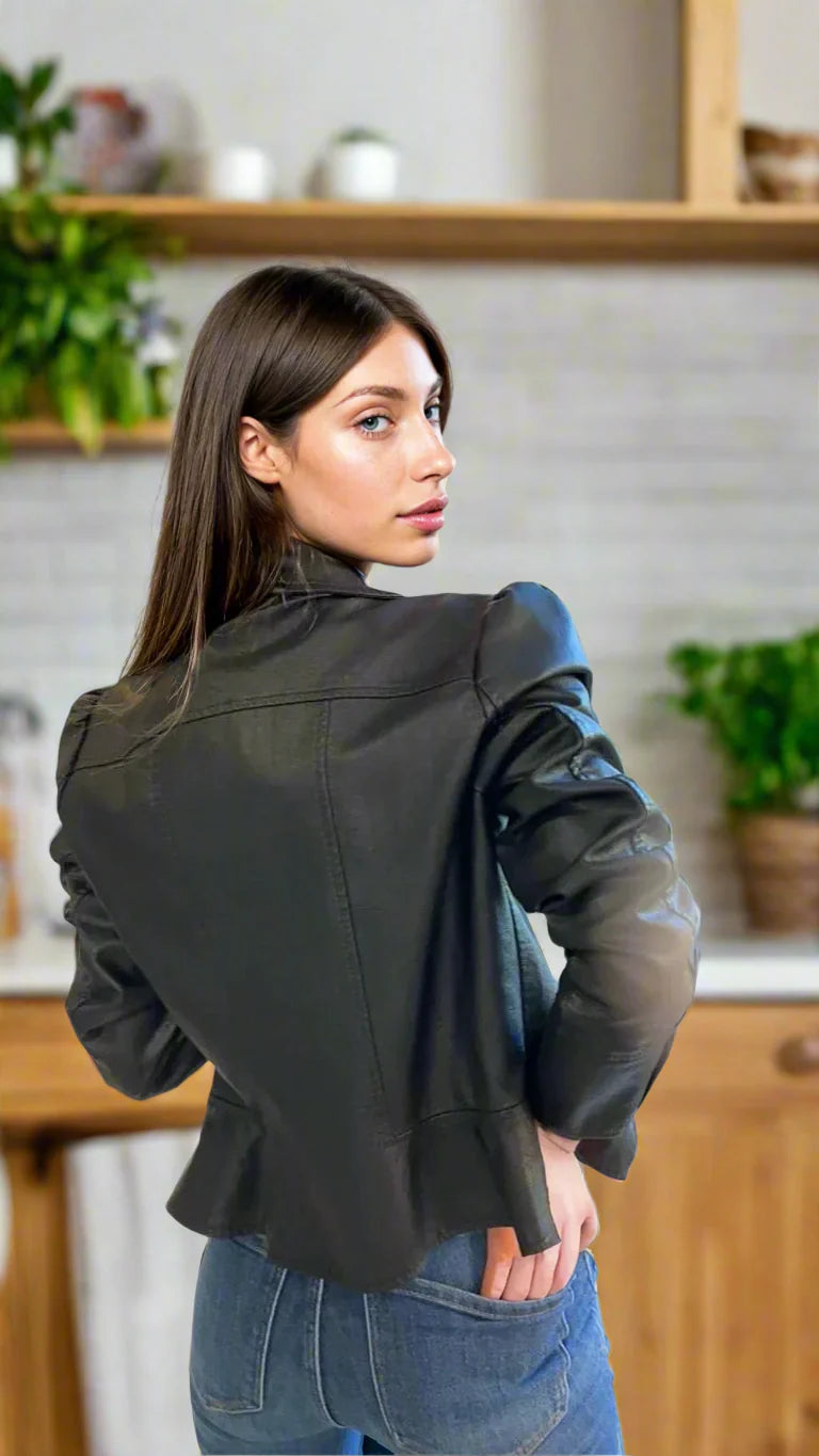 Ready in 5 Vegan Leather Peplum Jacket Fitkitty Culture Athleisure Wear, Yoga Wear & Women's Clothing