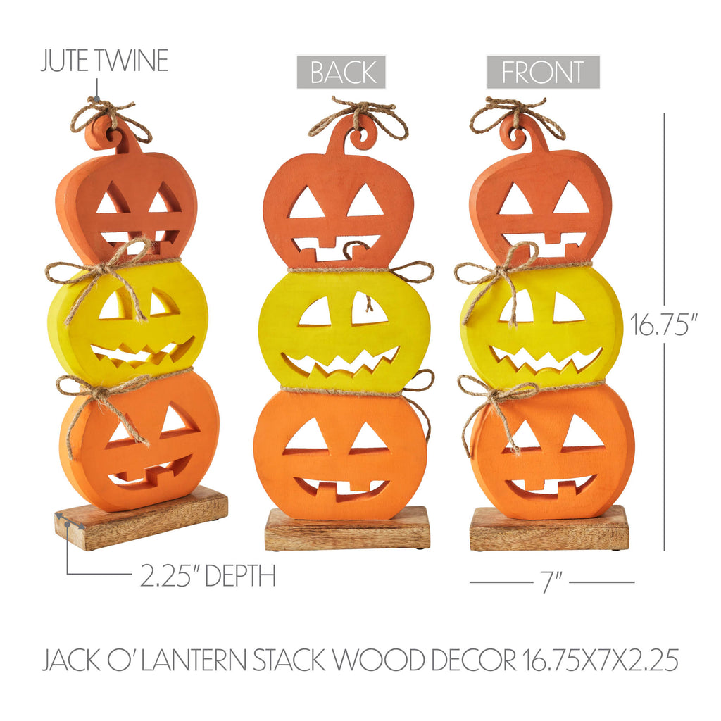 Graphic showing detailed width, height, and depth measurements for the stacked pumpkin sign.