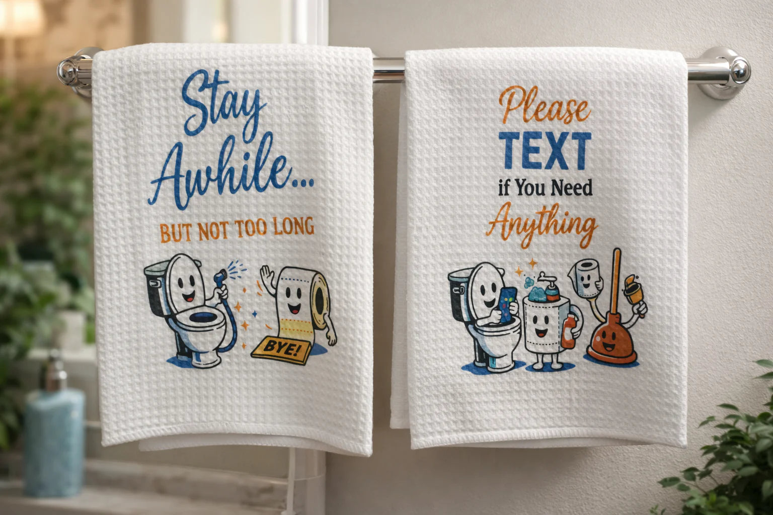 Hope You Brought Your Phone" Funny Bathroom Tea Towel Jewelz-dezine-llc